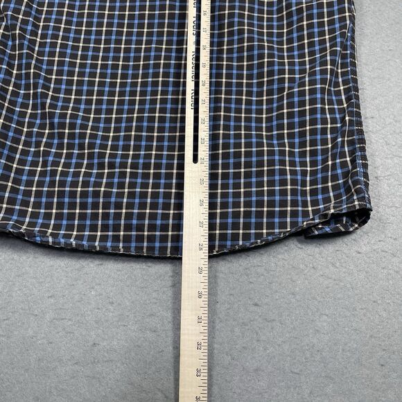 Tocsin Shirt Mens Large Blue Plaid Check Tartan Easy Care Long Sleeve Workwear - Picture 7 of 9